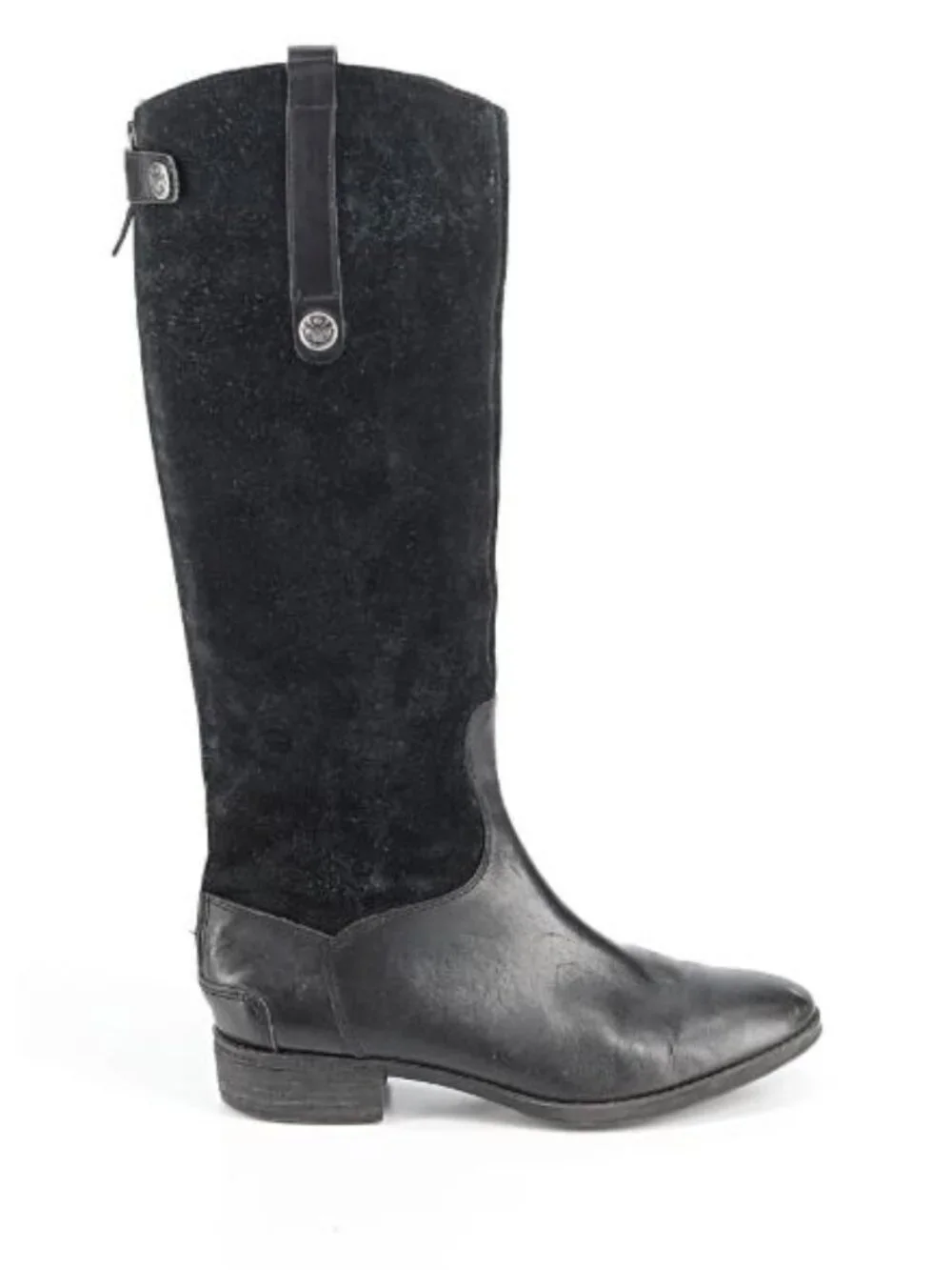Sam Edelman Pembrooke Tall Riding Boots Leather Suede 6.5 Black Western Cowboy